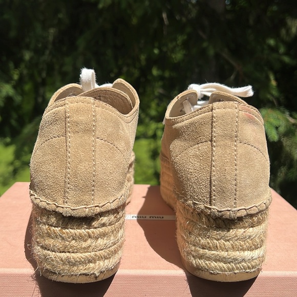 Miu Miu Suede Platform Espadrilles in neutral size 6.5 - Picture 5 of 7